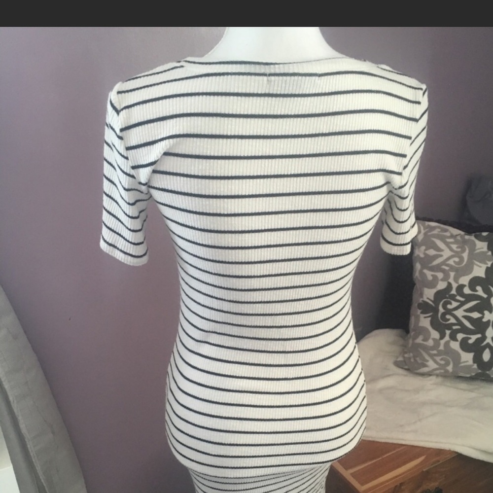 Black and white striped body con dress